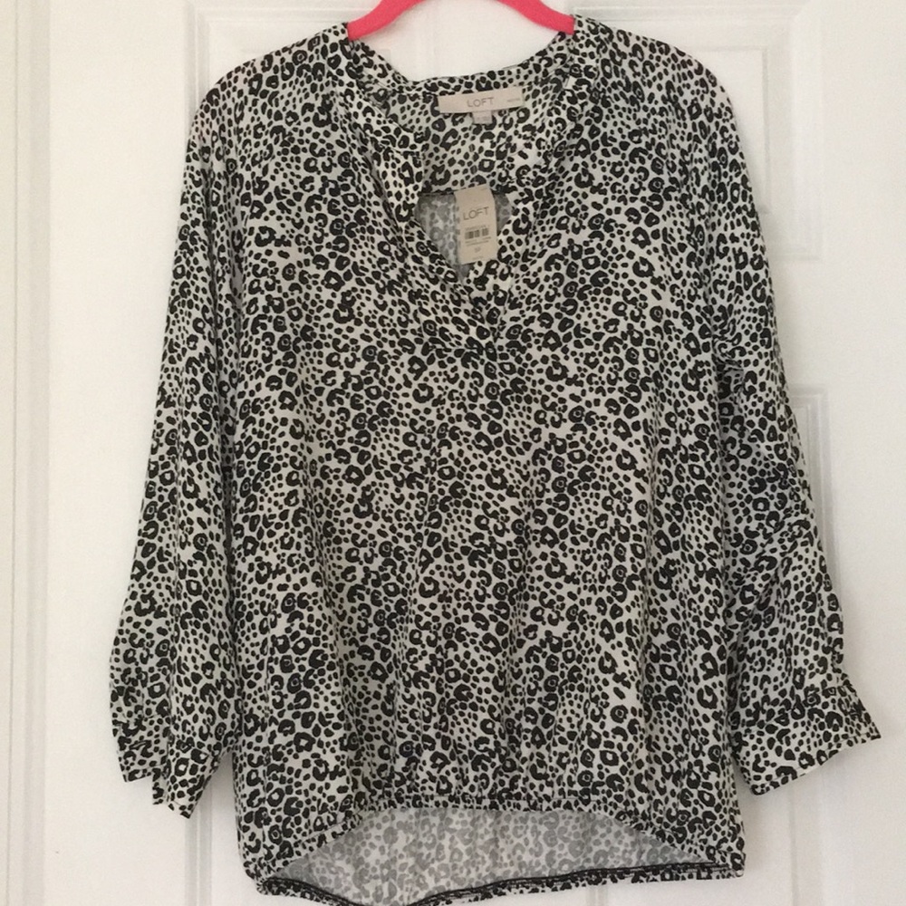 SP Loft Black Cheetah Print Elastic Bottom Hem